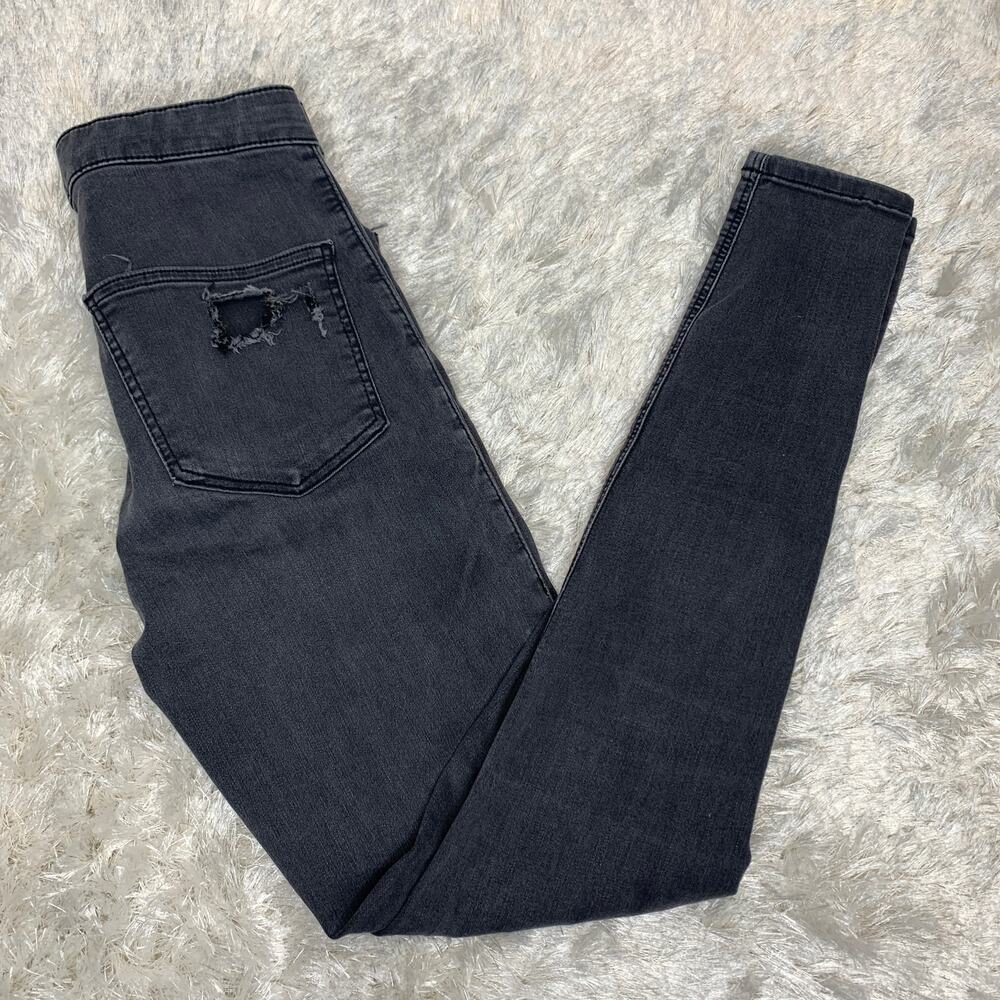 Topshop High Rise Skinny Jean Dark Gray/ black Sz 2 Goth Grunge